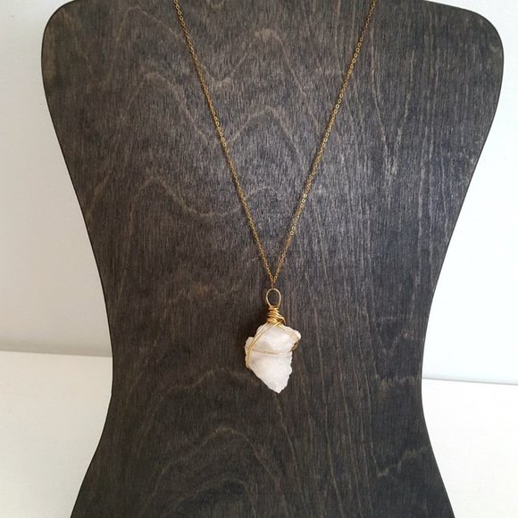 Clear Quartz Cluster Crystal Healing Necklace - Picture 8 of 10